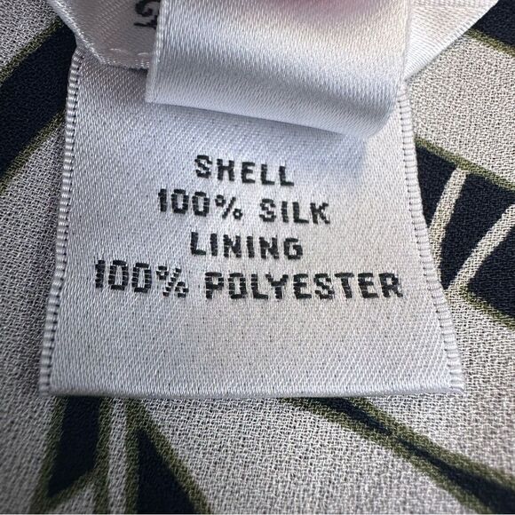 Talbots Silk Skirt Womens 8 Green Black‎ Hawaiian Palm Leaf Summer Business $118 - Picture 9 of 12